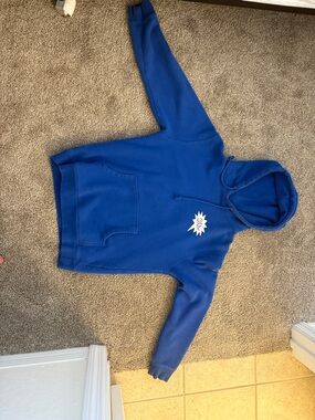 Men's Royal Blue Turtleneck-Style Pullover Sweater Hoodie